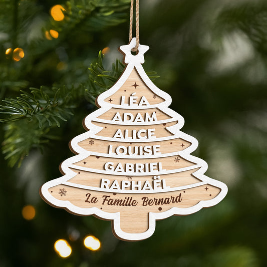 5449OFR1 ornement noel famille sapin en bois a 2 couches personnalise 5449o6zmf