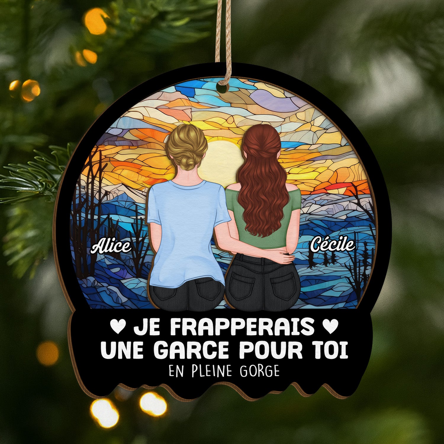 5453OFR1 ornement en bois a 2 couches personnalise pour ami je frapperais une garce pour toi version noel 5453o8ltf