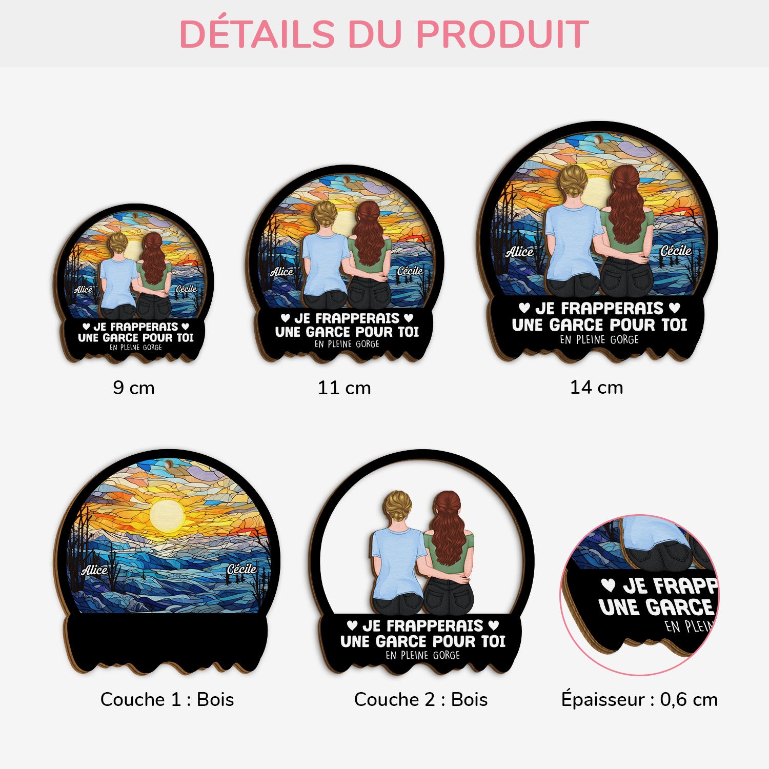 5453OFR3 ornement en bois a 2 couches personnalise pour ami je frapperais une garce pour toi version noel 5453o8ltf