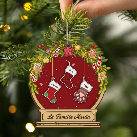 5455OFR2 ornement en bois a 2 couches personnalise notre famille noel boule a neige 5455otqqi