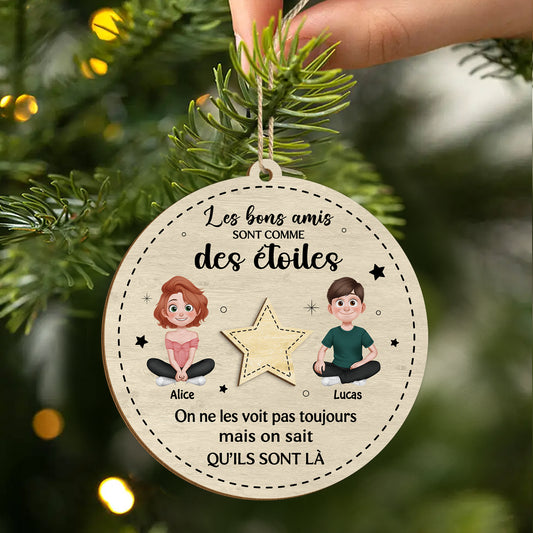 5457OFR2 ornement en bois a 2 couches personnalise bonnes amies comme des etoiles noel 5457othnf