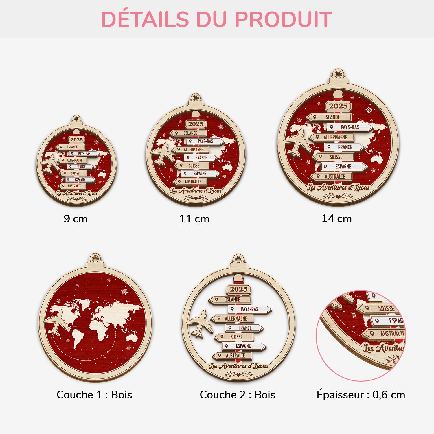5459OFR3 ornement noel ceramique personnalise voyage femme mes aventures 5459ottzr