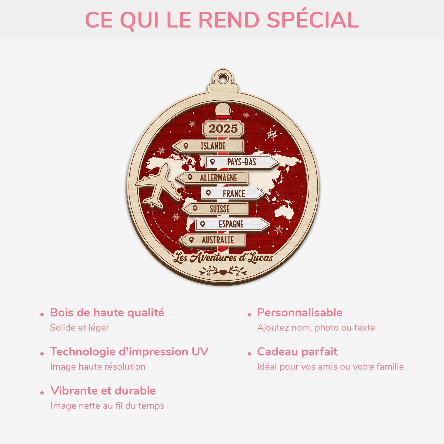 5459OFR4 ornement noel ceramique personnalise voyage femme mes aventures 5459ottzr