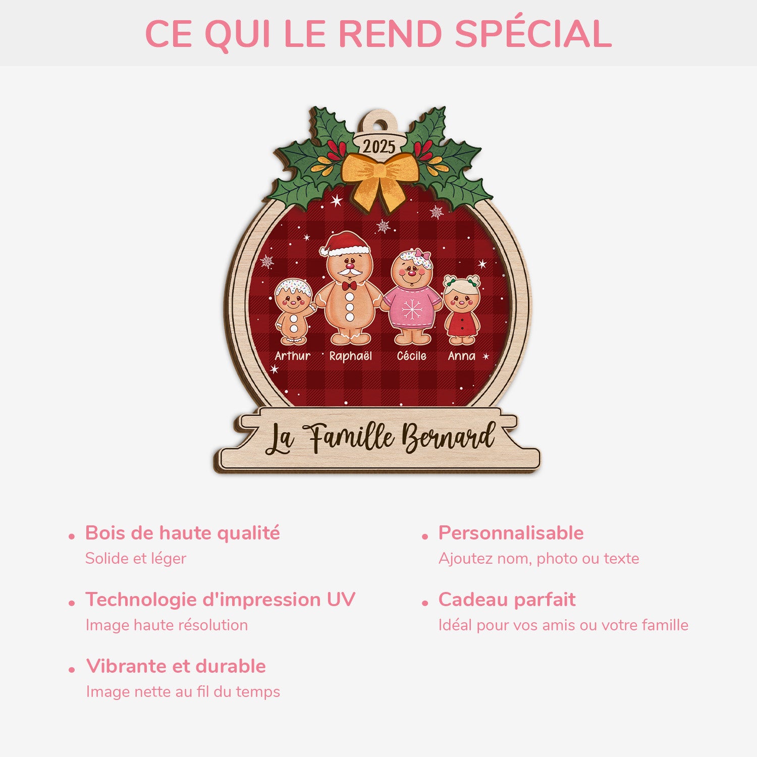 5462OFR4 ornement noel en bois a 2 couches personnalise notre famille bonhomme de pain depices 5462ottqi