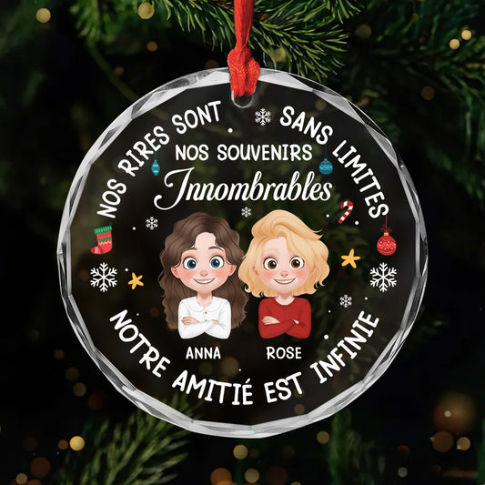 5464OFR1 ornement noel en verre personnalise notre amitie est infinie 5464okvtf