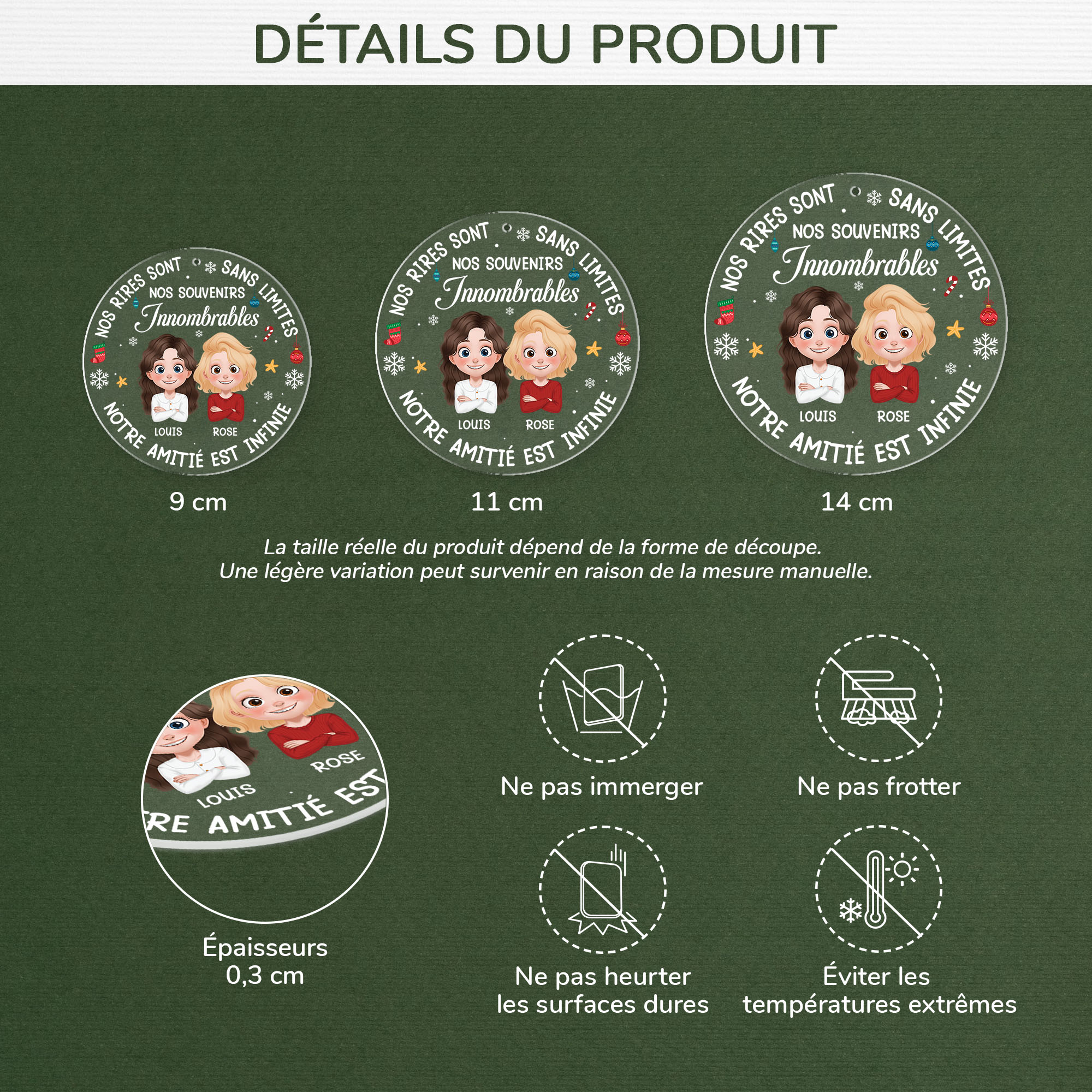 5464OFR3 ornement noel en acrylique personnalise notre amitie est infinie 5464okv0f