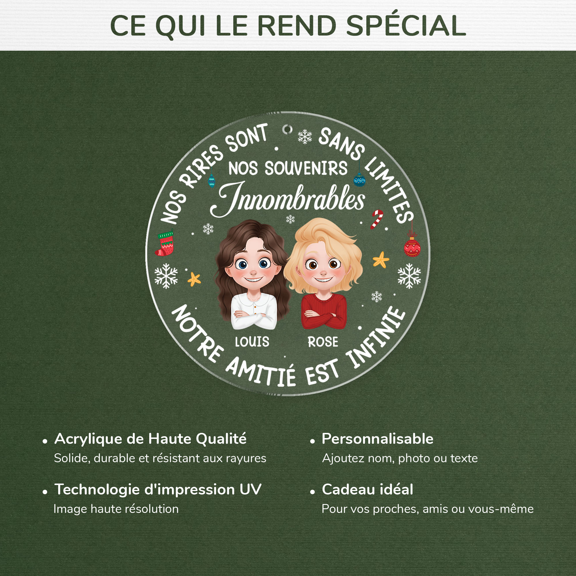 5464OFR4 ornement noel en acrylique personnalise notre amitie est infinie 5464okv0f