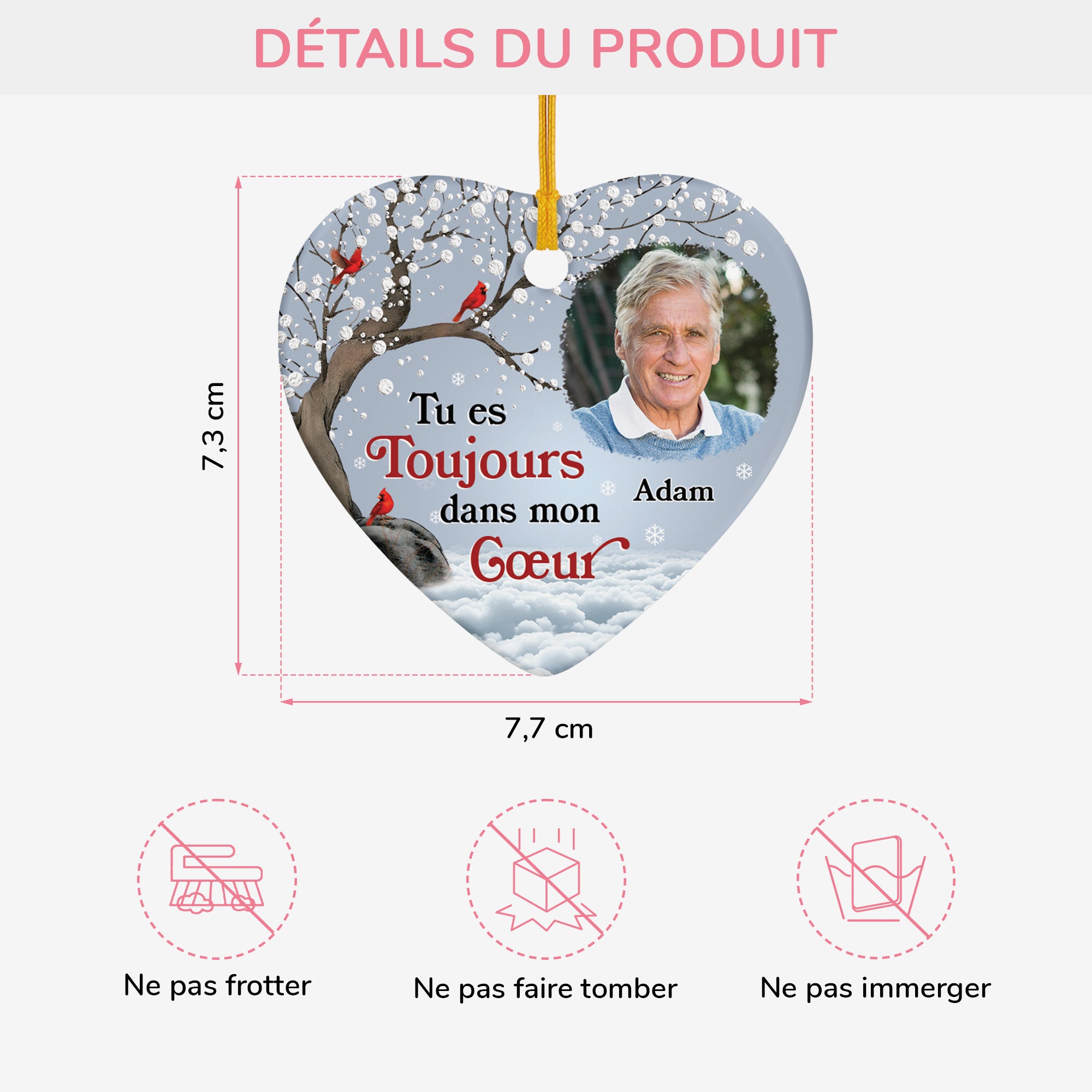 5468OFR3 ornement personnalise commemoratif avec photo il est toujours dans mon coeur 5468o3qtb