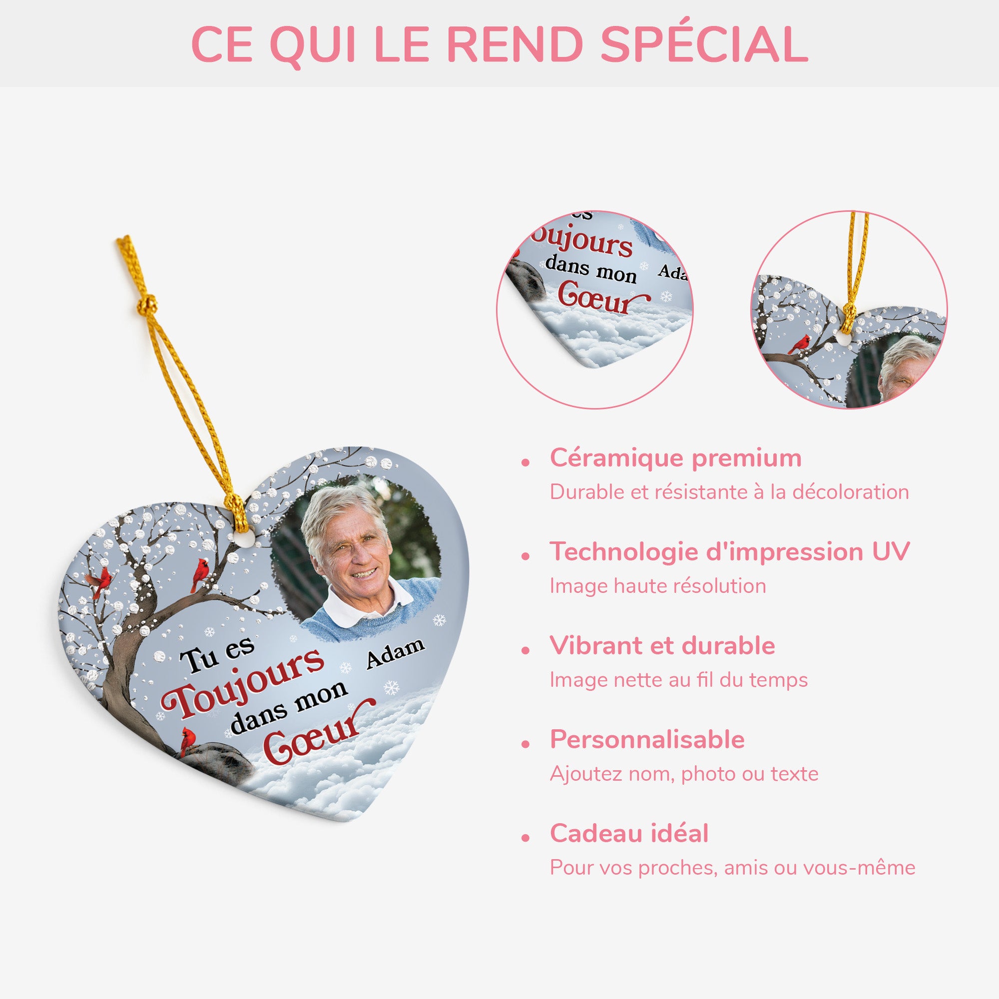 5468OFR4 ornement personnalise commemoratif avec photo il est toujours dans mon coeur 5468o3qtb