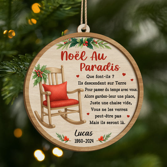 5469OFR1 ornement en bois a 2 couches commemoratif personnalise noel au paradis 5469othma