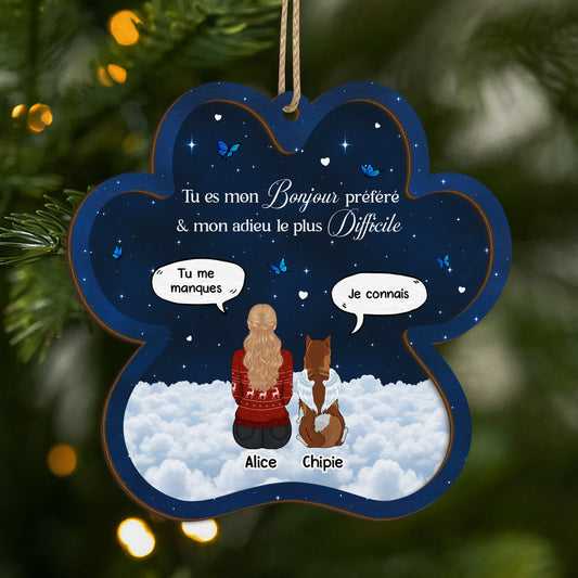 5471OFR1 ornement en bois a 2 couches chien commemoratif personnalise bonjour prefere adieu le plus difficile 5471o3ymc