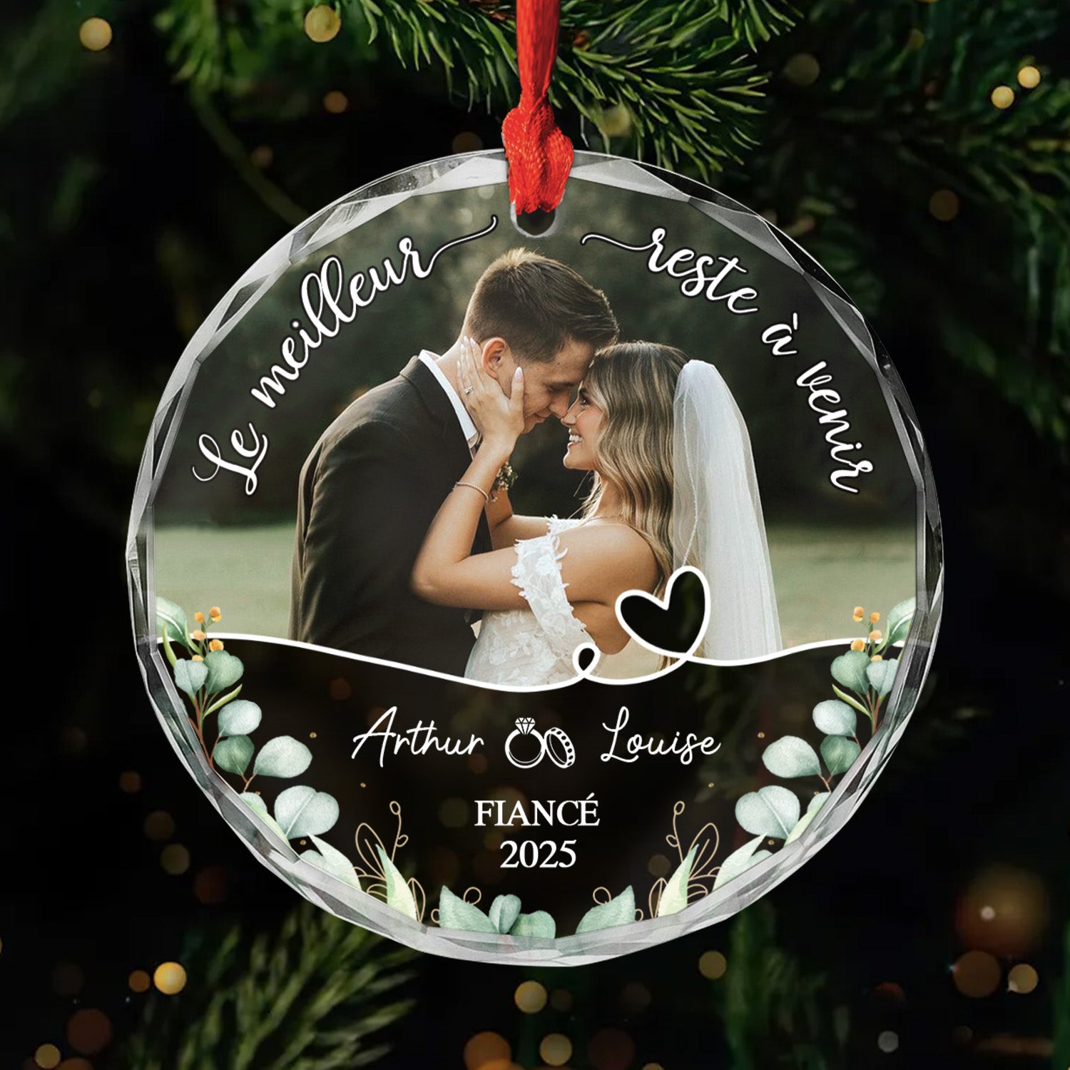 5473OFR1 ornement en verre personnalise couple fiance le meilleur reste a venir 5473o3ptg