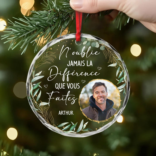5476OFR2 ornement en verre personnalise pour femme retraite n_oublie jamais la difference que tu fais 5476o3qao
