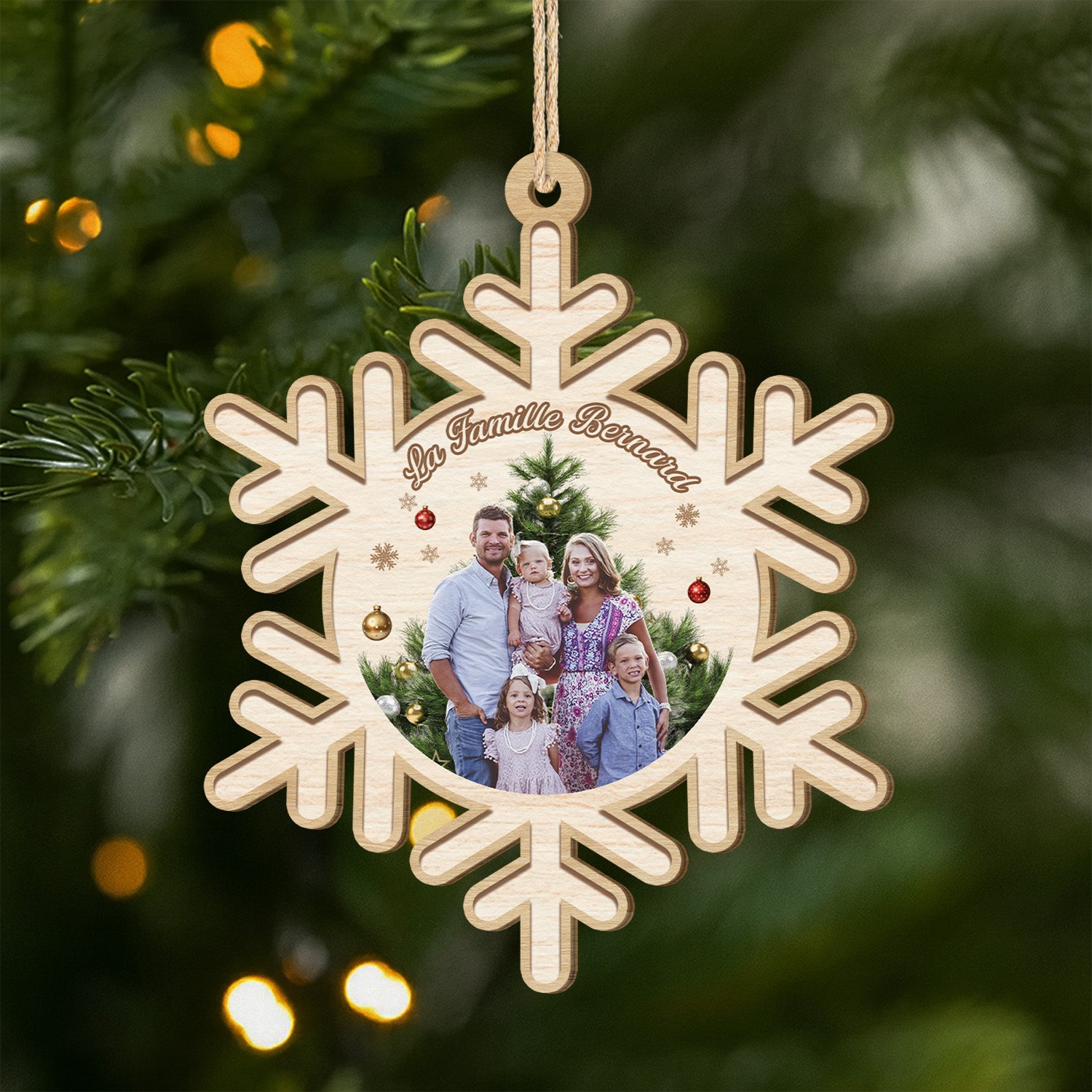 5479OFR1 ornement noel en bois a 1 couche personnalise famille notre famille neige 5479okqqi