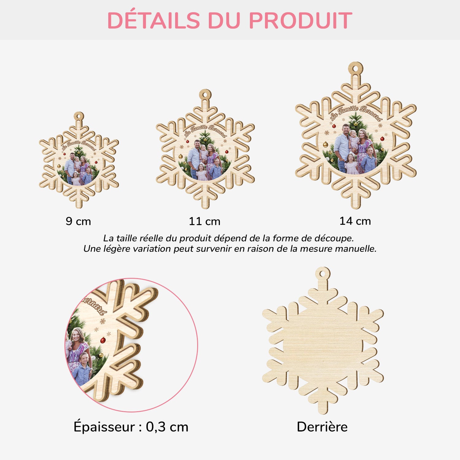 5479OFR3 ornement noel en bois a 1 couche personnalise famille notre famille neige 5479okqqi_e89df160 907a 4bcc 820e da650169978e