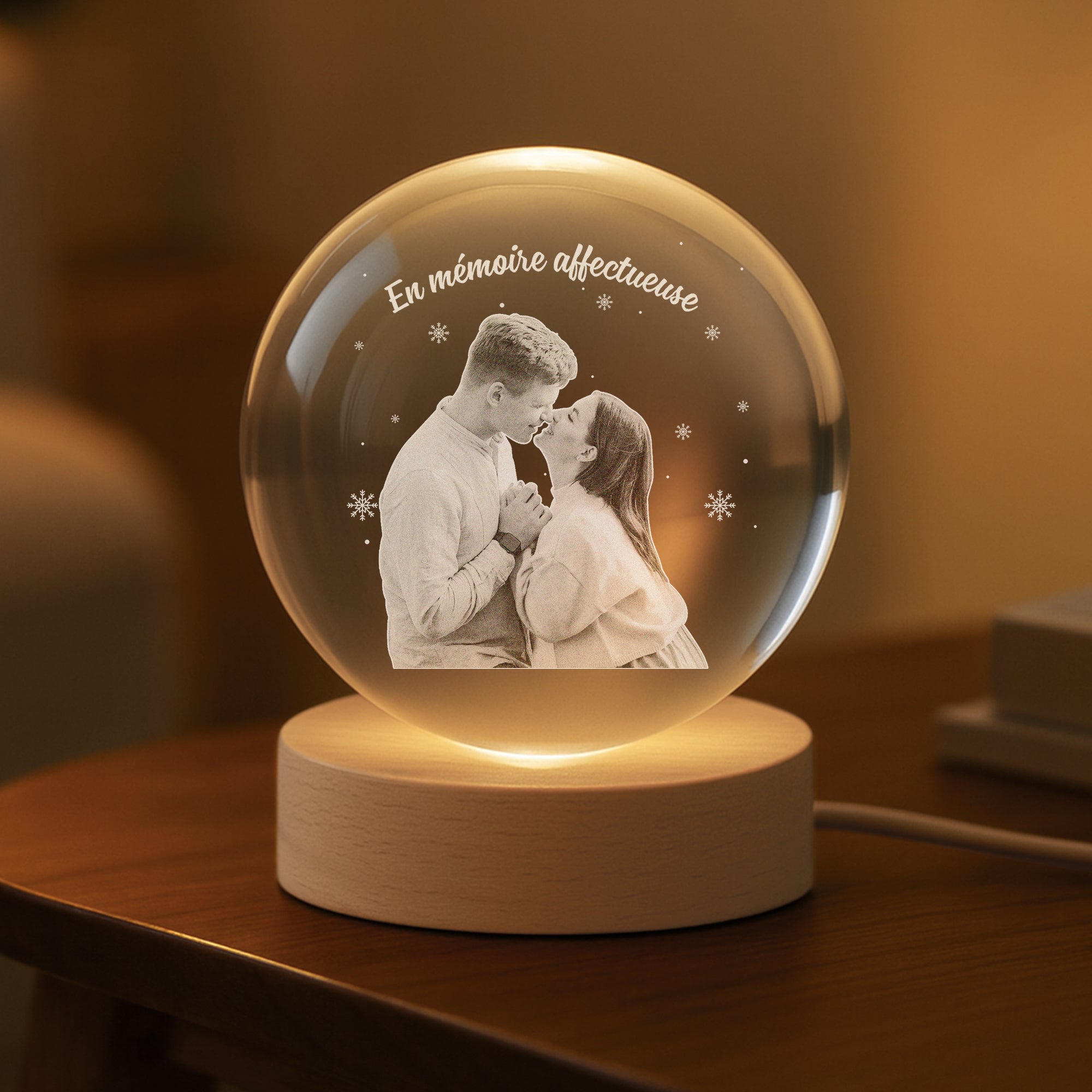 5482LFR2 veilleuse boule de cristal personnalisee avec photo couple en memoire affectueuse 5482ltzcg