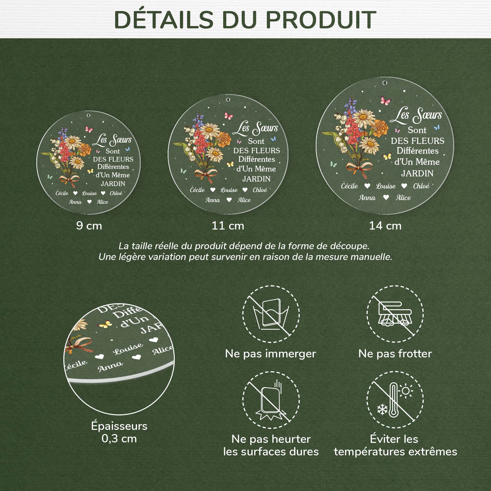5497OFR3 ornement noel en acrylique personnalise pour amie soeurs sont des fleurs differentes 5497o6qta