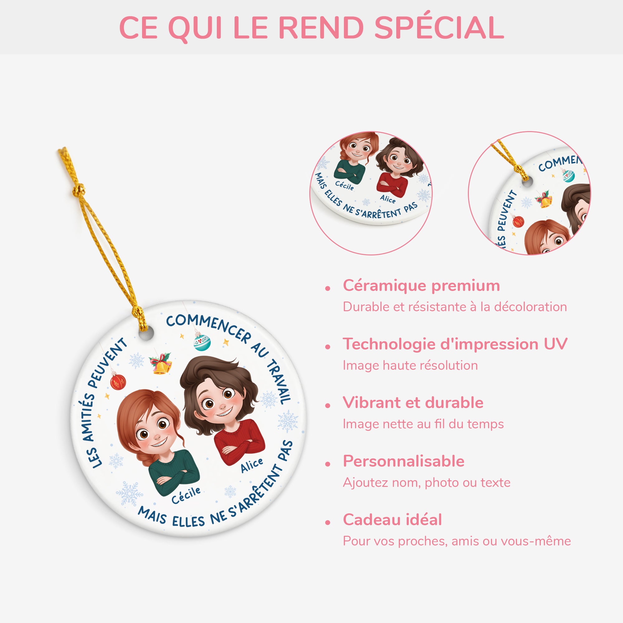 5501OFR4 ornement noel ceramique personnalise collegue les amities peuvent commencer au travail 5501o8vzo