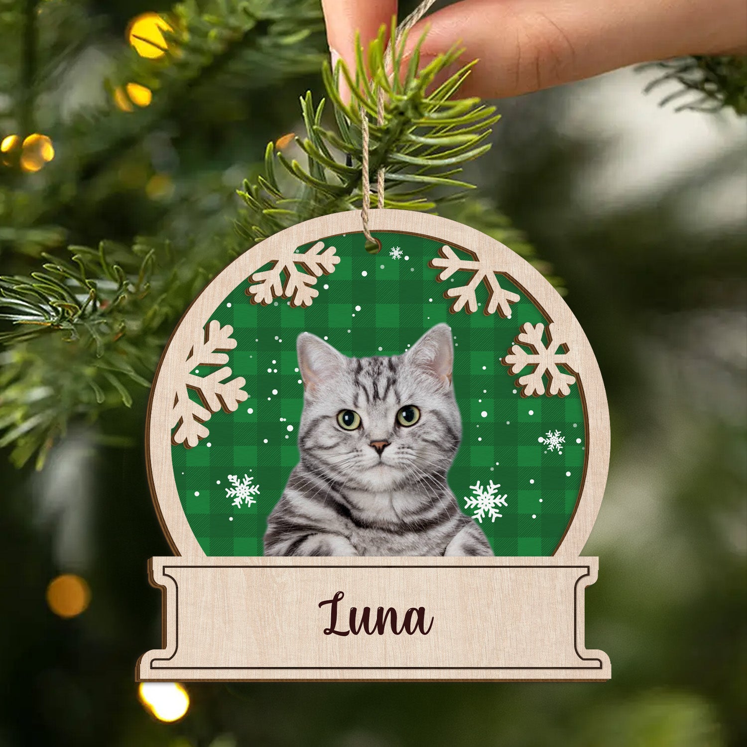 Boule De Noël Personnalisée Chat Sapin – Verre 8 Cm – Gravure Prénom – Déco Unique Cadeau 1er Noël Bébé