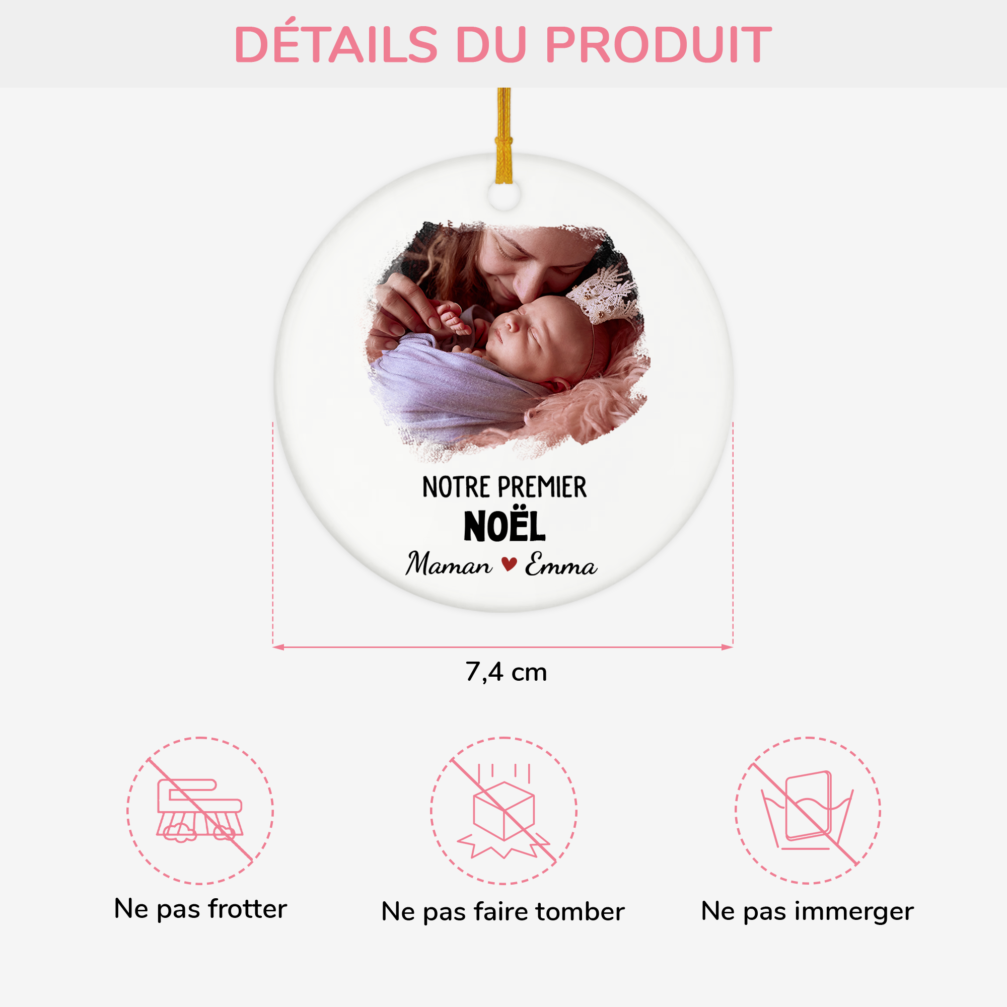 5519OFR3 ornement noel ceramique personnalise premier noel avec maman 5519okv5a
