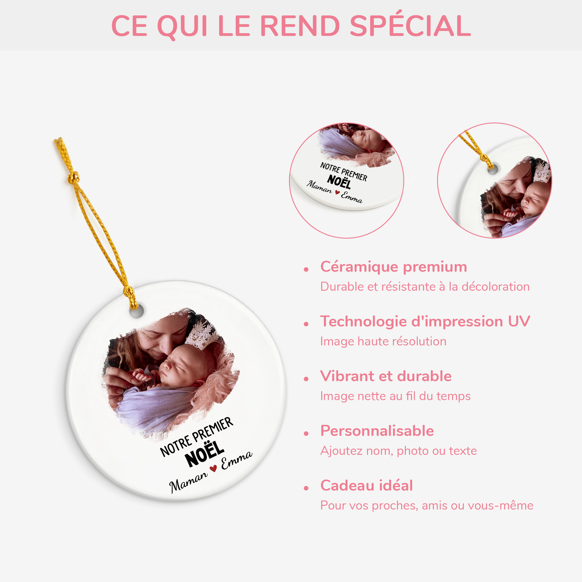 5519OFR4 ornement noel ceramique personnalise premier noel avec maman 5519okv5a