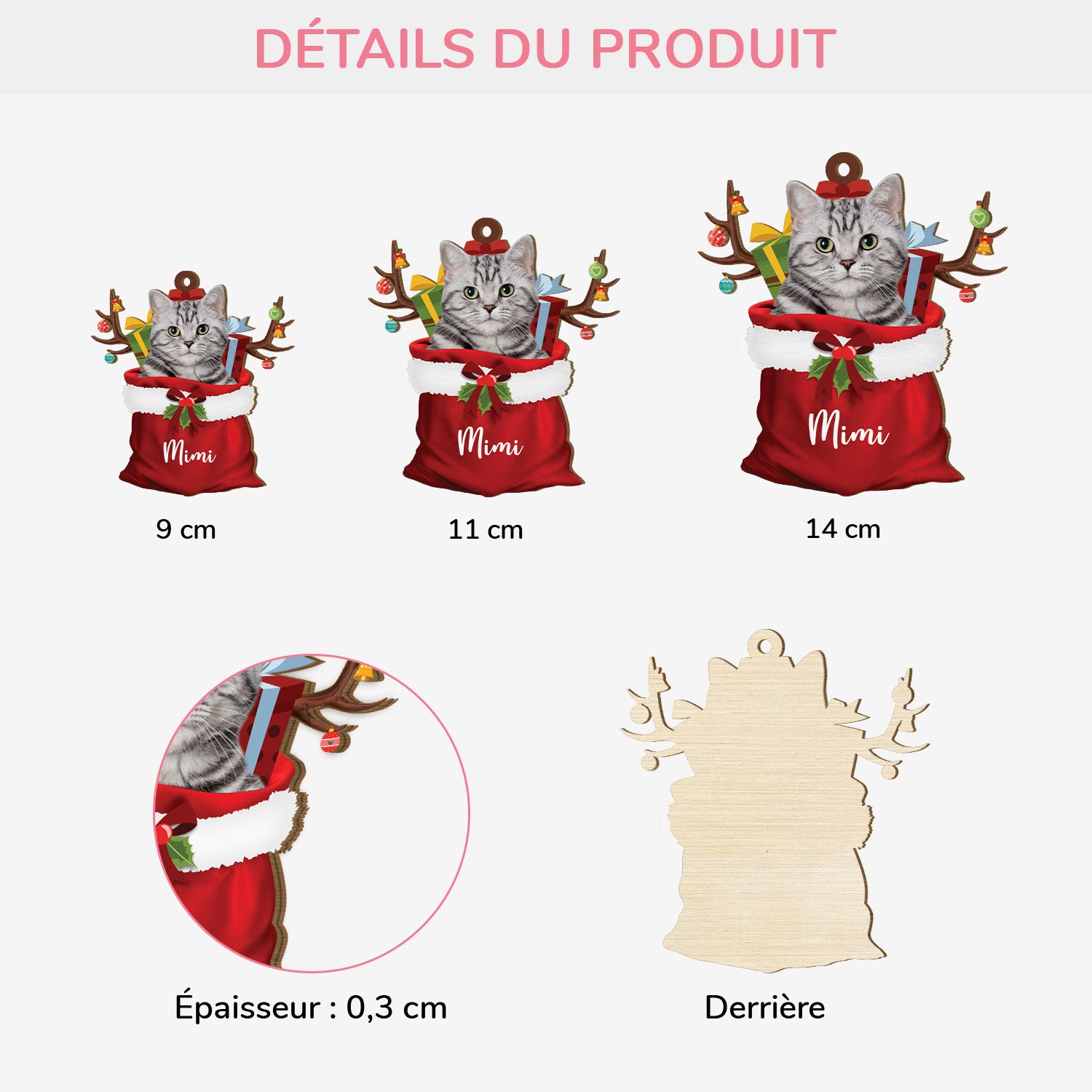 5522OFR3 ornement noel en bois a 1 couche personnalise chat meilleur cadeau de noel chat 5522o8lad
