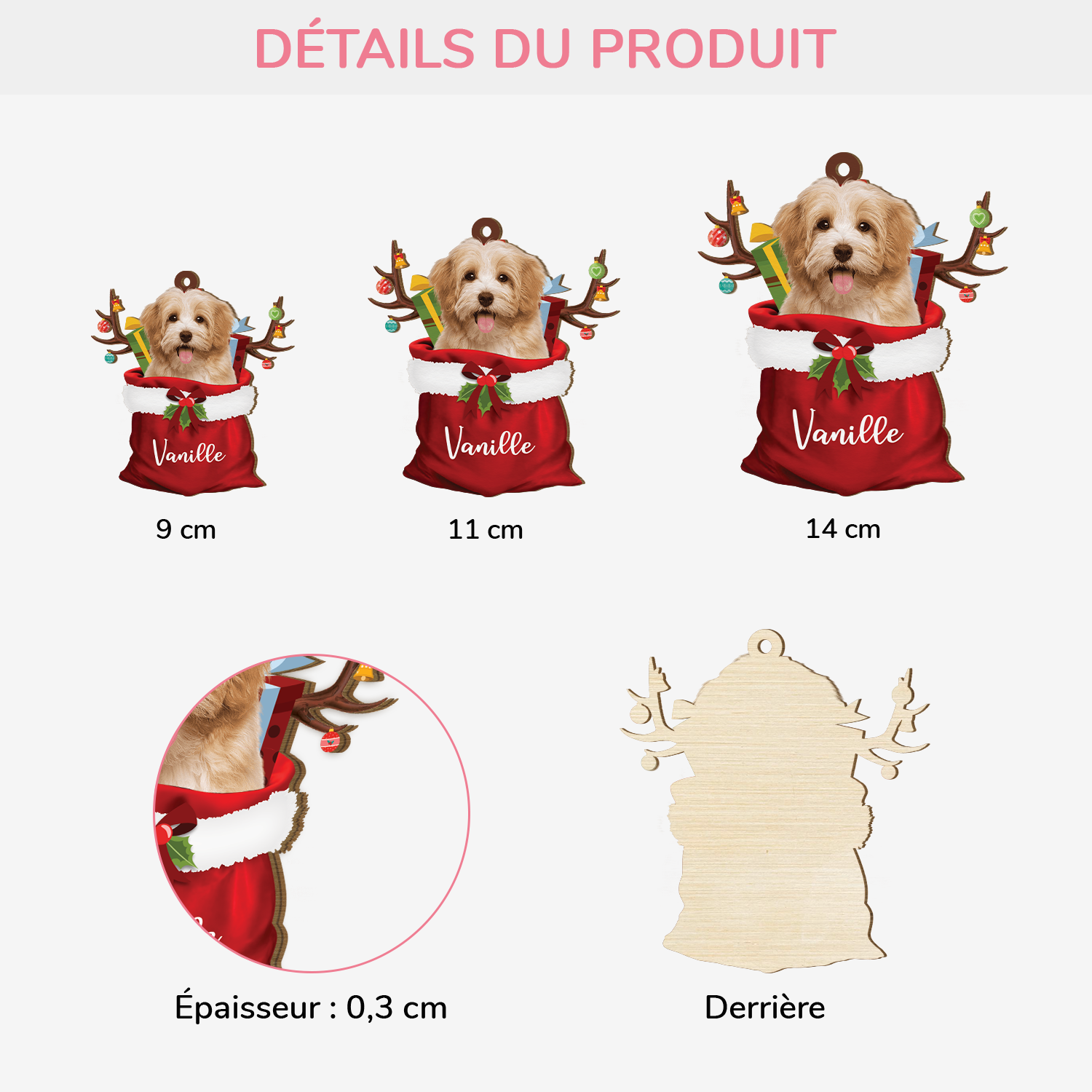 5522OFR3 ornement noel en bois a 1 couche personnalise chien meilleur cadeau de noel chien 5522o8lac