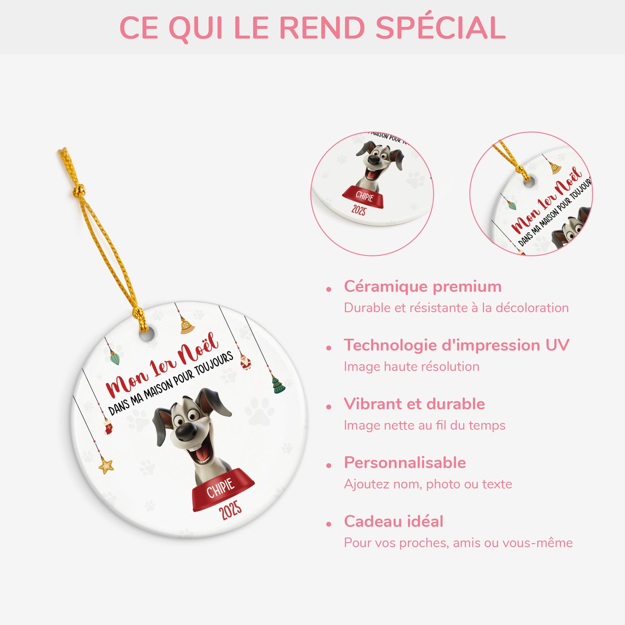 5526OFR4 ornement noel ceramique personnalise chien chien premier noel dans ma maison 5526o8unc