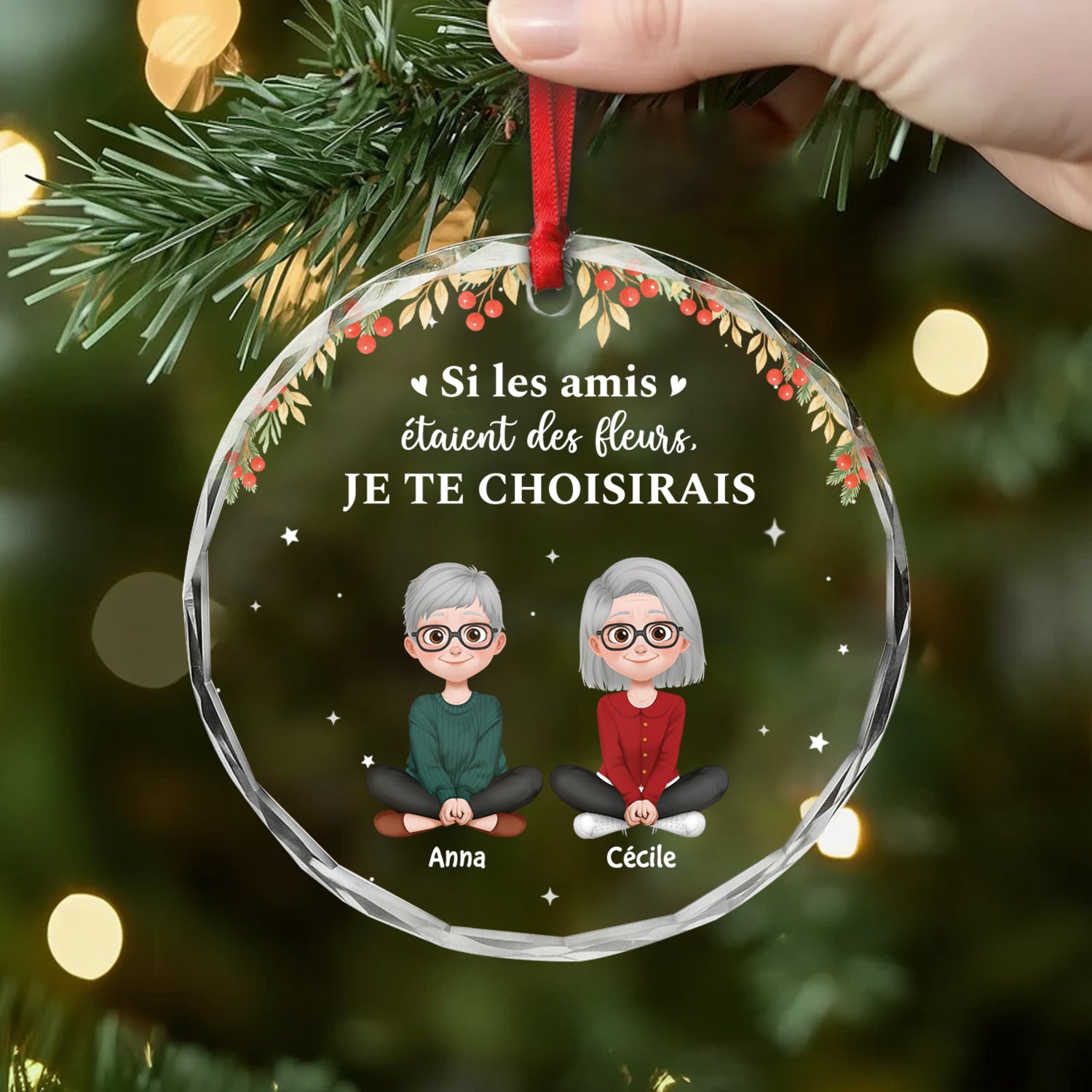 5528OFR2 ornement en verre personnalise bonnes amies sont toujours la 5528o3tnf