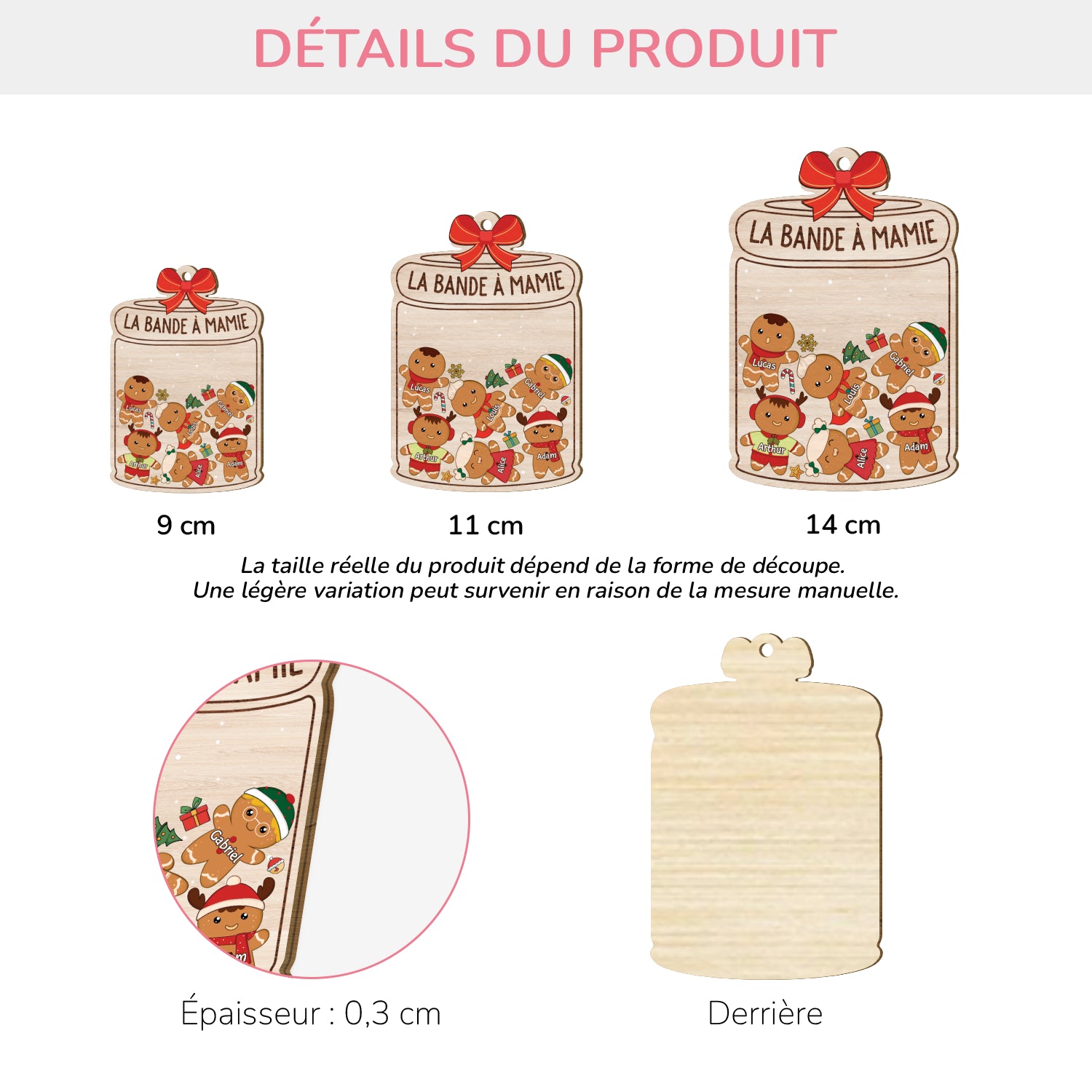 5534OFR3 ornement noel en bois a 1 couche personnalise pot a biscuits de maman  5534o3yma
