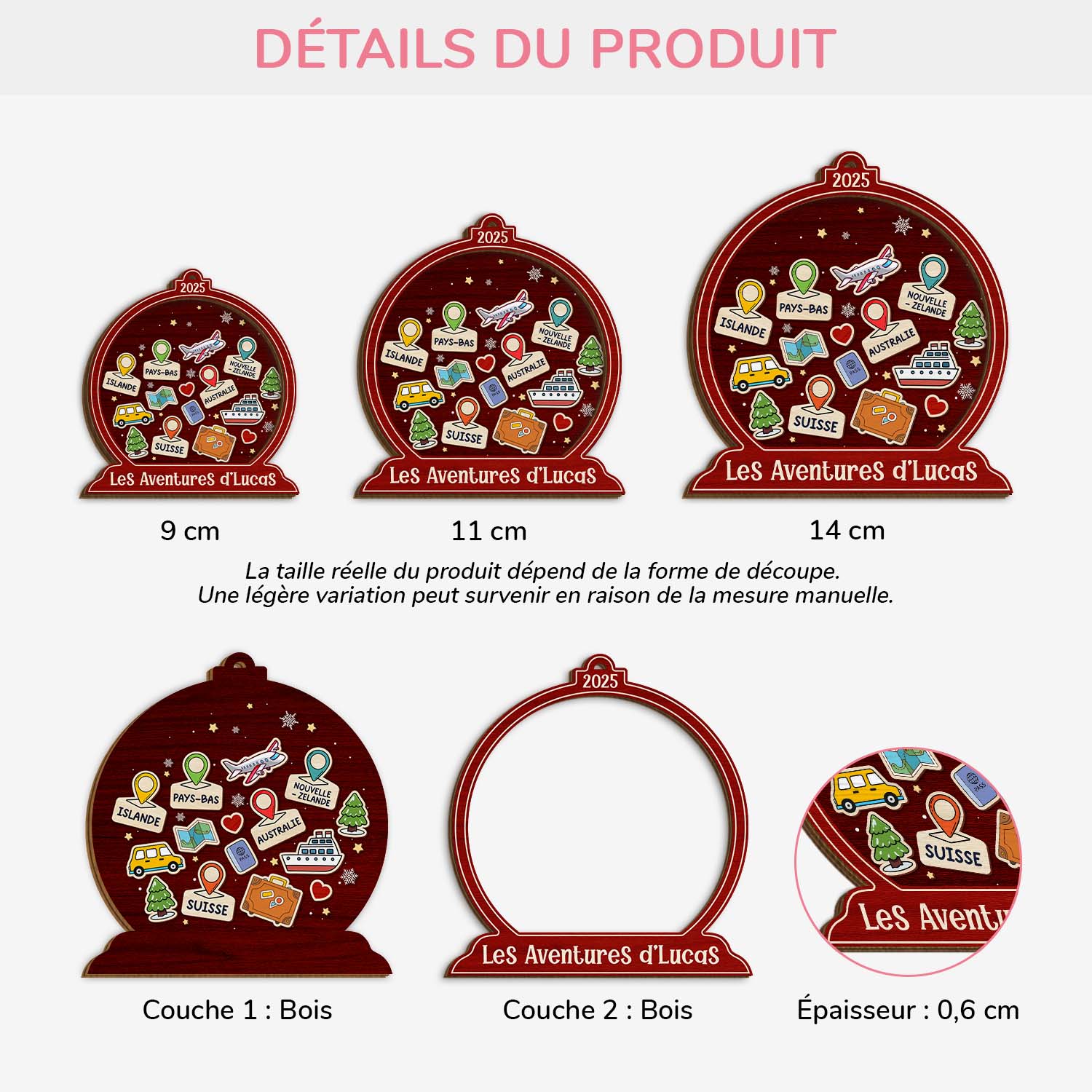 5537OFR3 ornement noel en bois a 2 couches personnalise boule de noel aventure 5537ottzr