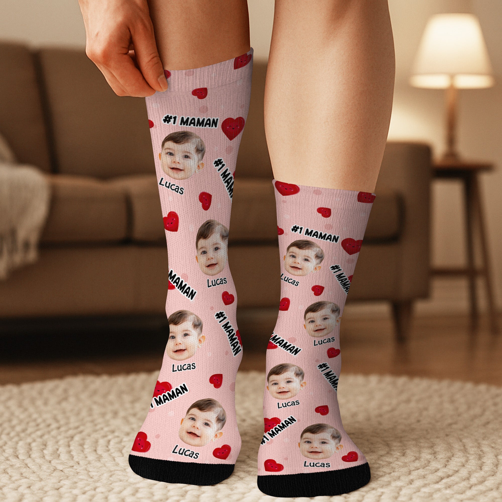 Chaussette Visage Personnalisé - Papa Numéro Un - Cadeau Plus Chaussette Visage Personnalisé - Papa Numéro Un - Cadeau Plus