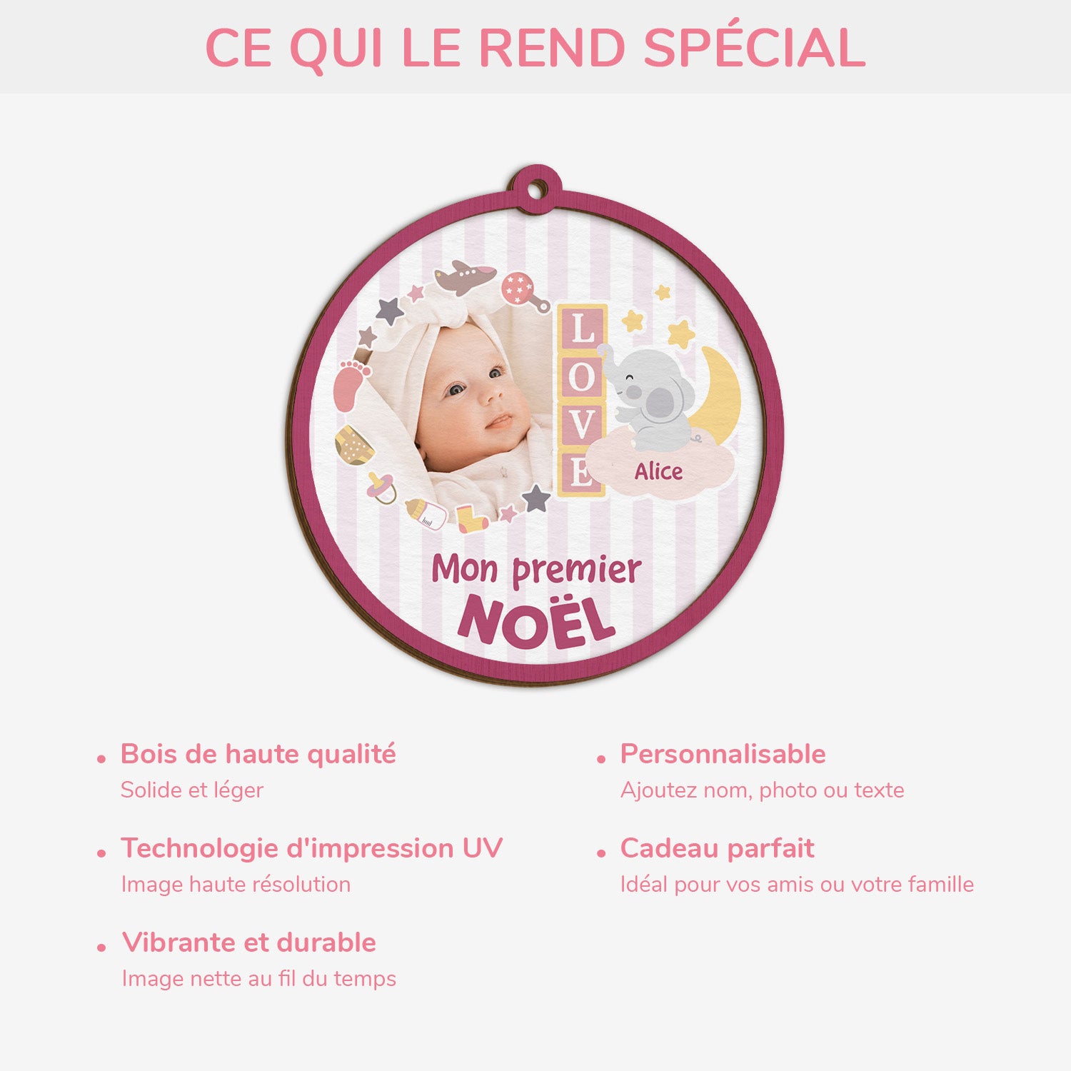 5550OFR4 ornement noel en bois a 2 couches personnalise mon premier noel 5550o5q5k_56d2b953 3e40 4385 9894 3fd6e0f8a758