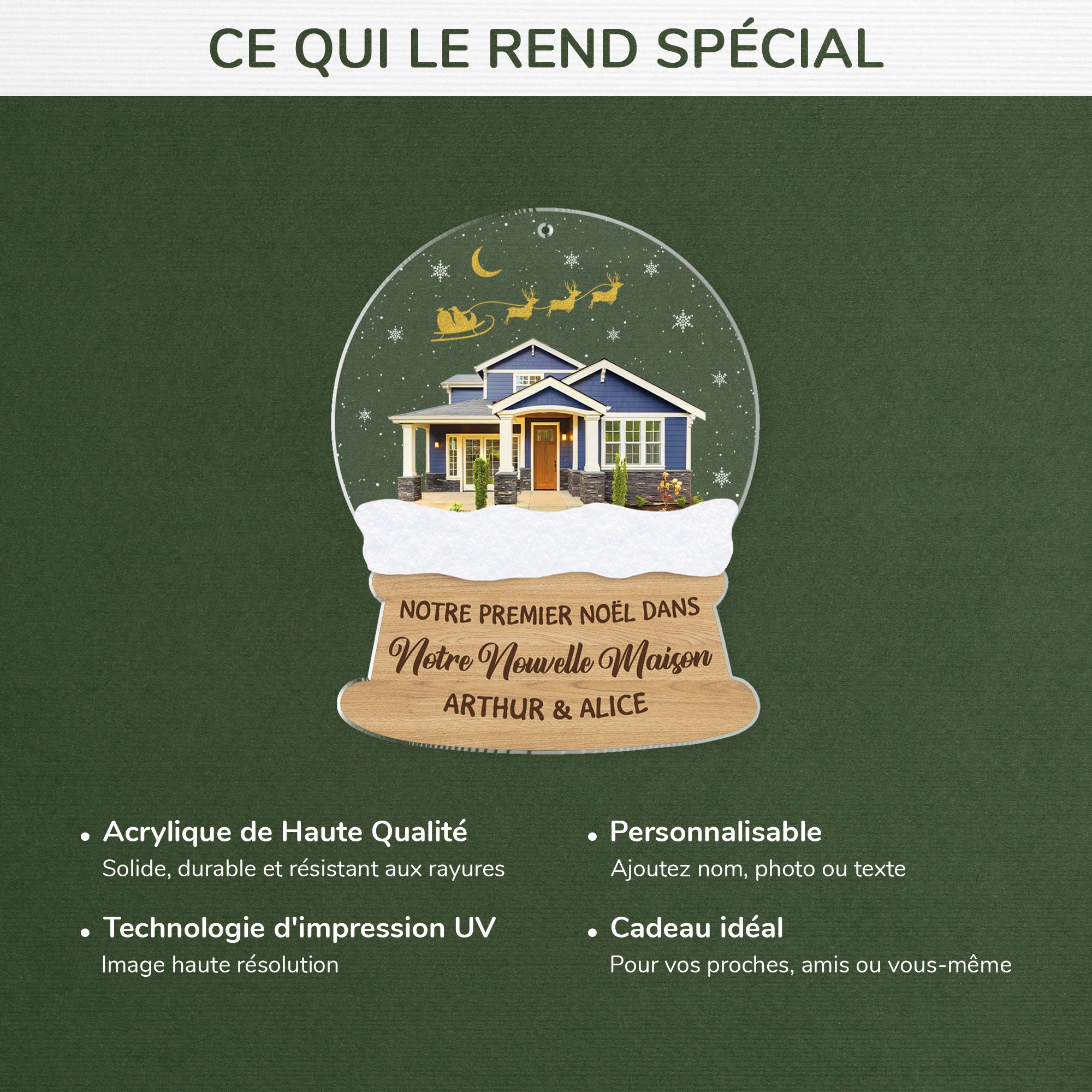 5558OFR4 ornement en acrylique personnalise couple avec photo premier noel boule a neige 5558otvcg