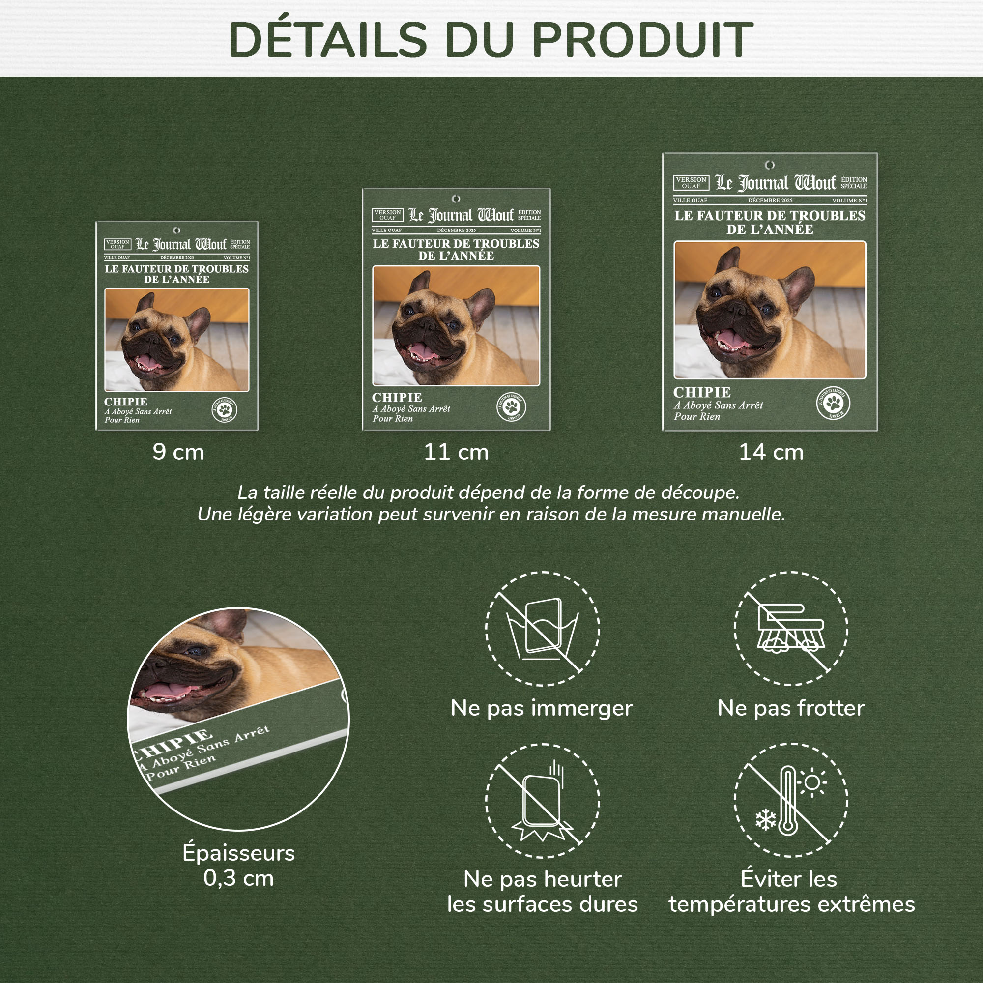 5560OFR3 ornement en acrylique personnalise chien avec photo le journal wouf 5560ottqc