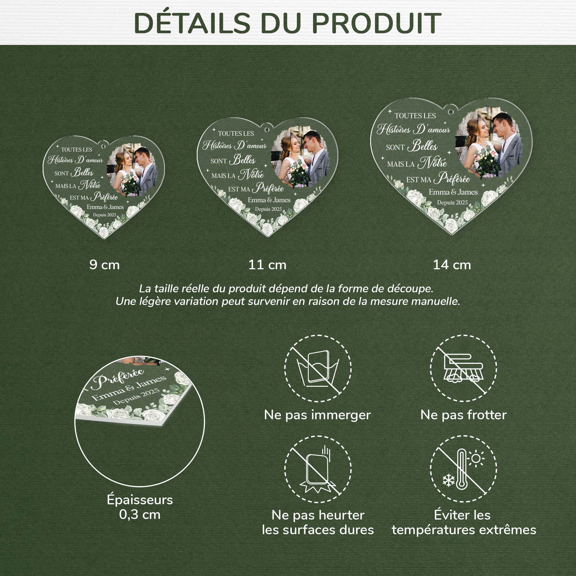 5564OFR3 ornement en acrylique personnalise couple avec photo notre histoire damour mariage 5564o8tcg