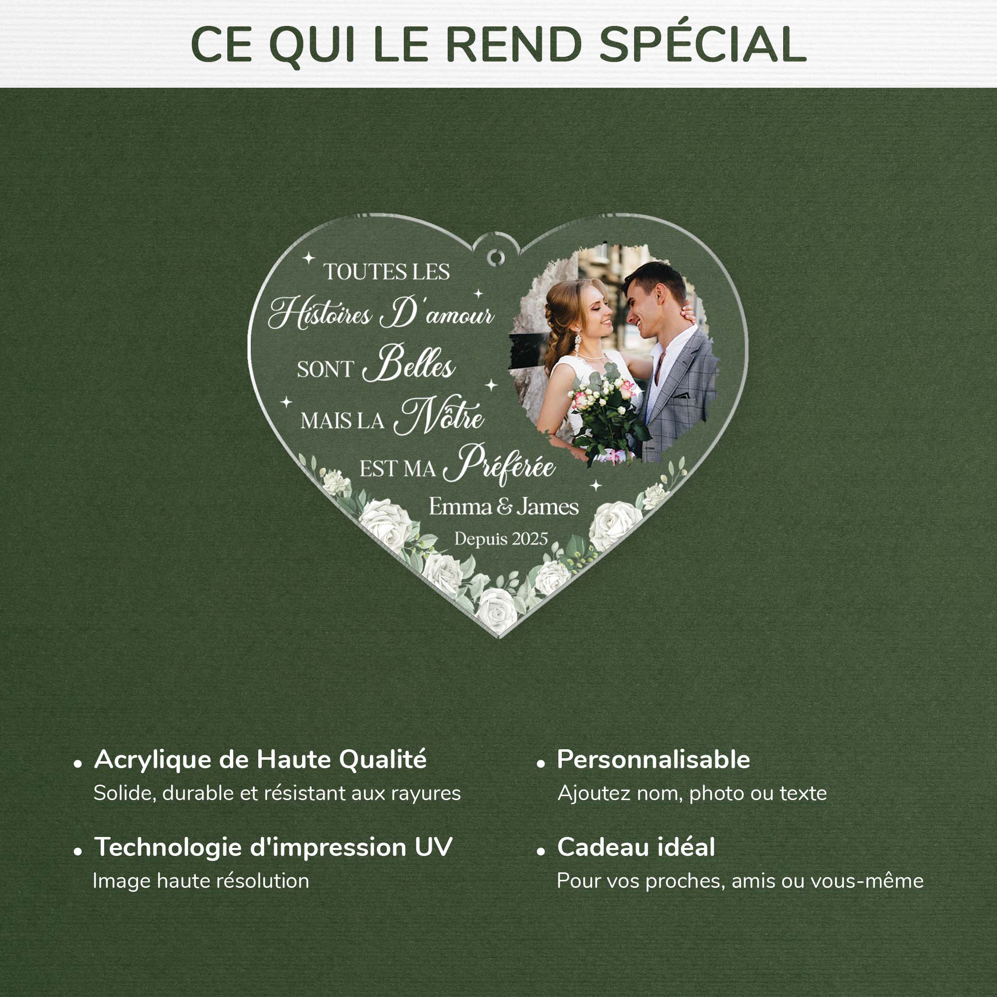 5564OFR4 ornement en acrylique personnalise couple avec photo notre histoire damour mariage 5564o8tcg