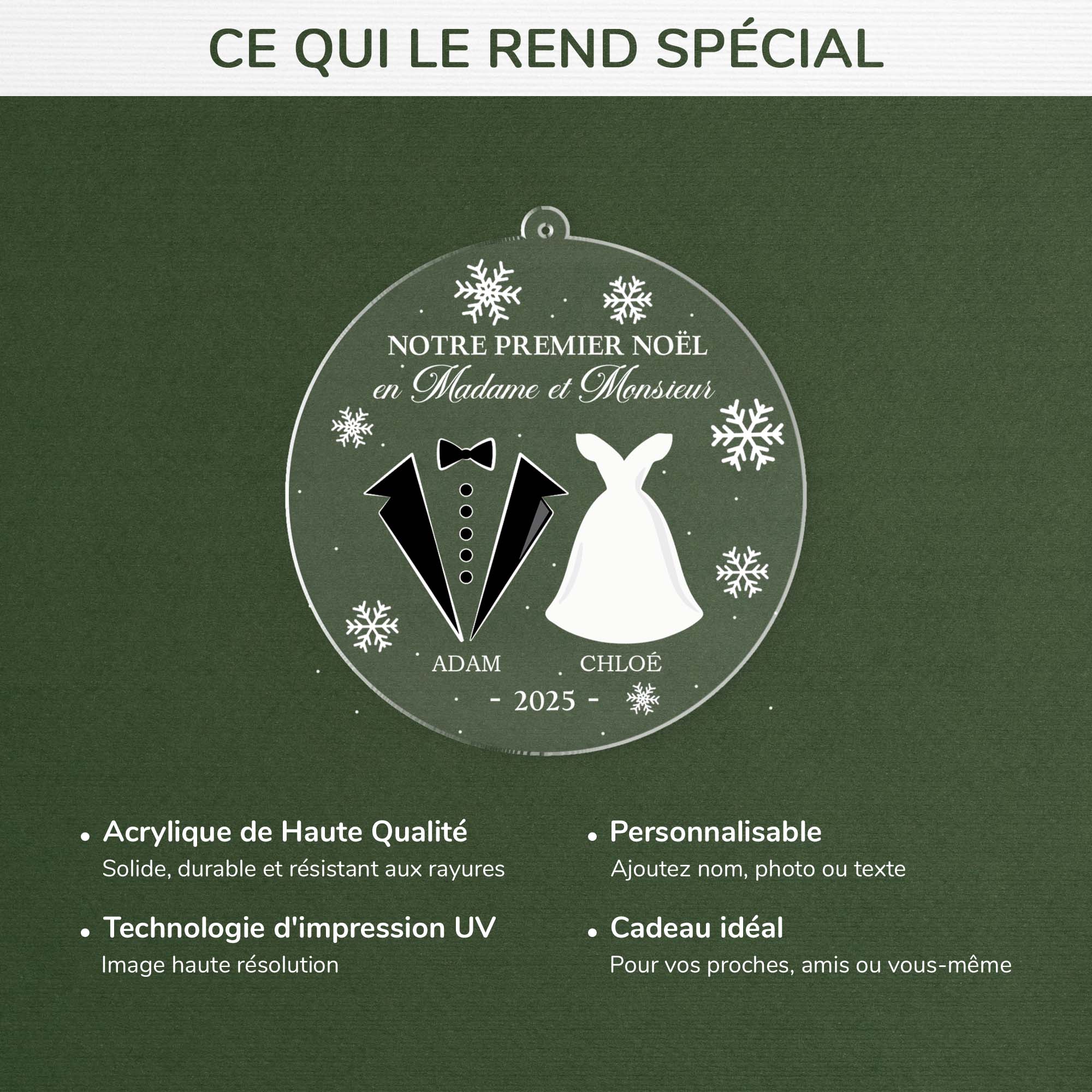 5565OFR4 ornement noel en acrylique personnalise couple premier noel mariage 5565o6qag