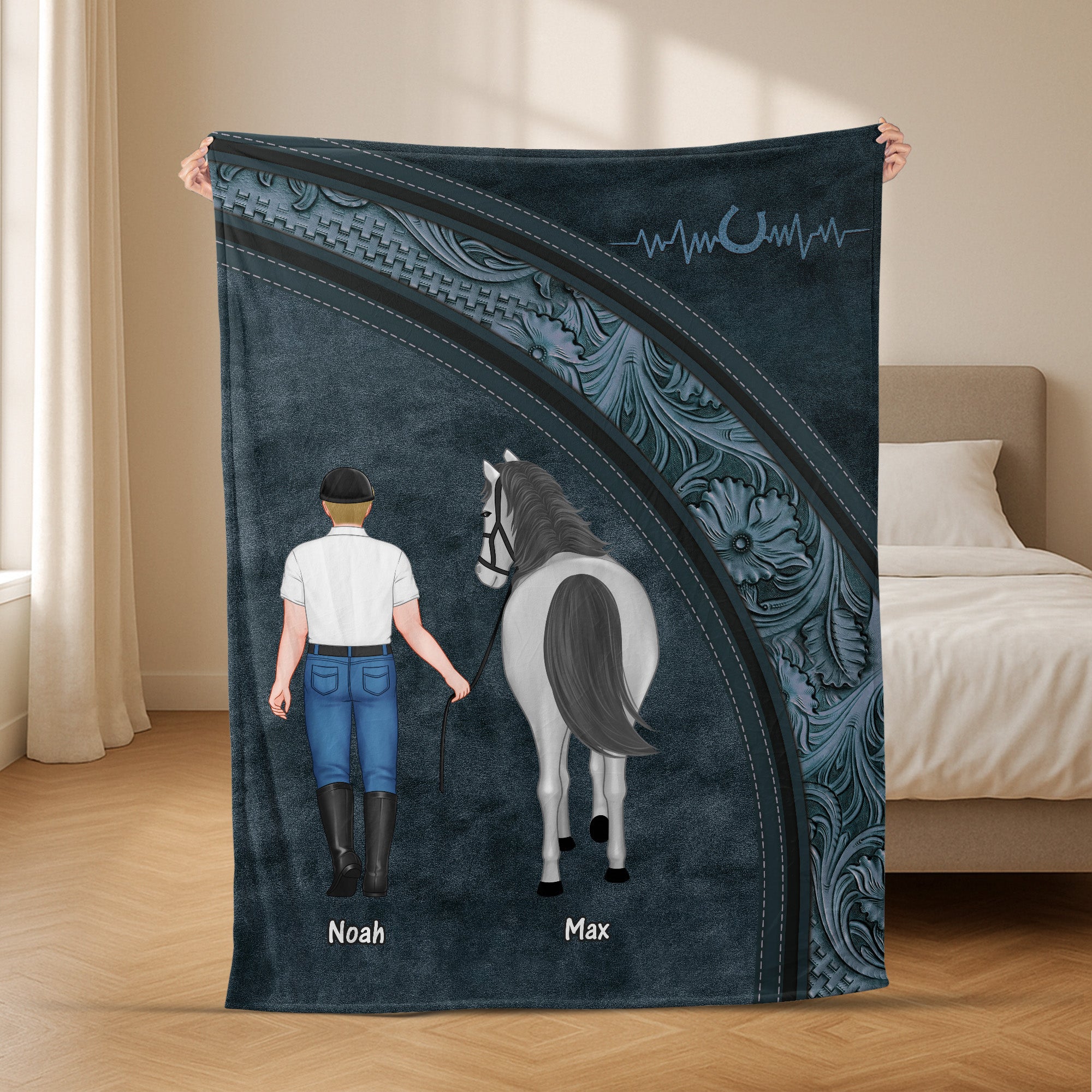 5567BFR2 plaid personnalise pour femme toujours avec mon cheval 5567b3kau