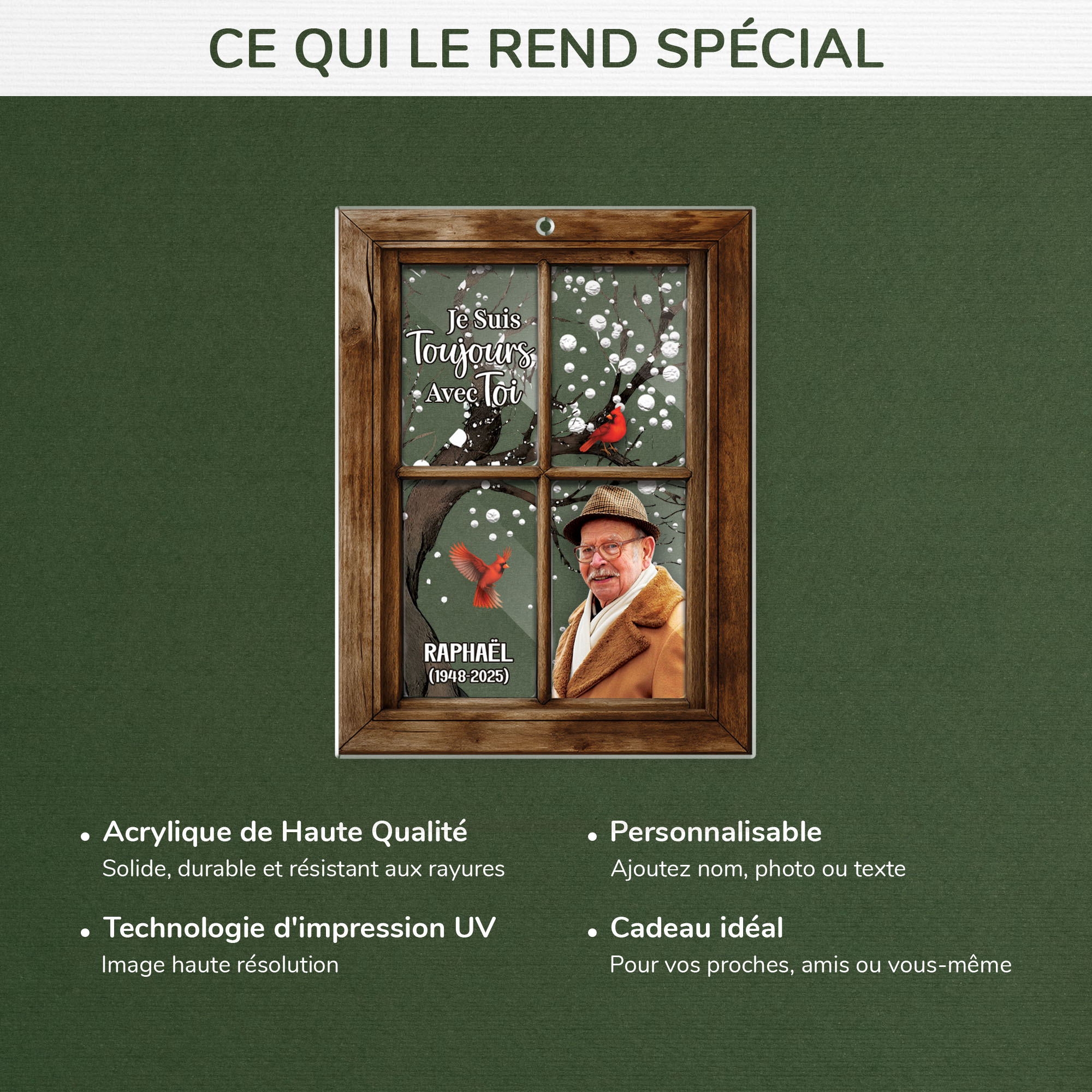 5569OFR4 ornement en acrylique commemoratif personnalise pour homme photo je suis toujours avec toi 5569o3hqb