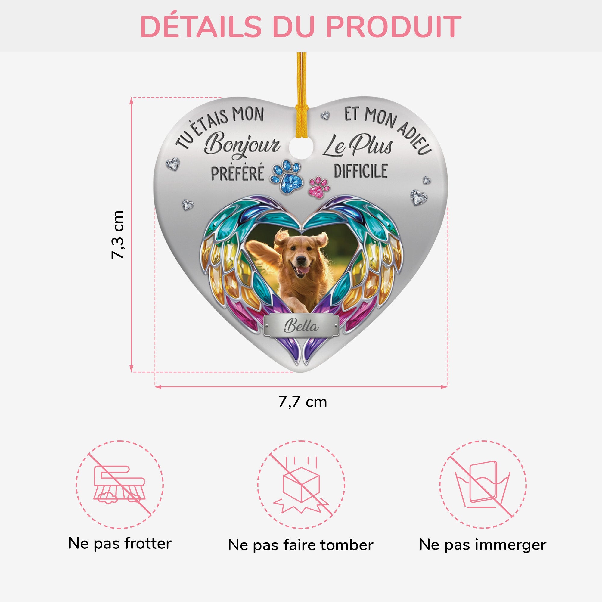 5570OFR3 ornement ceramique chien commemoratif personnalise mon adieu le plus difficile 5570okuac