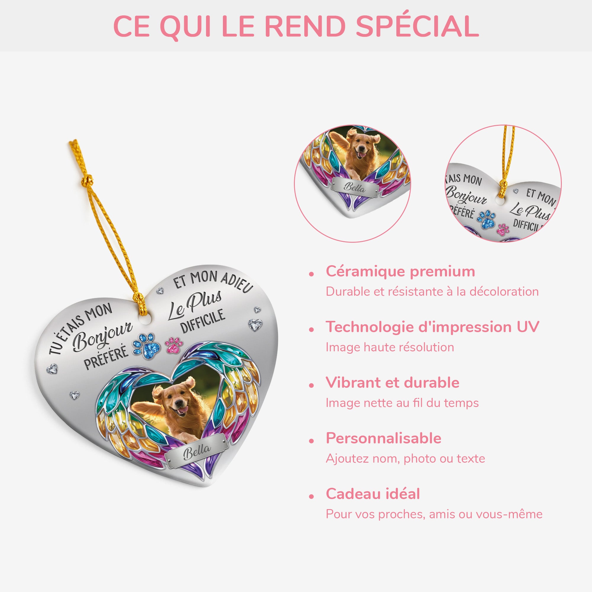 5570OFR4 ornement ceramique chien commemoratif personnalise mon adieu le plus difficile 5570okuac