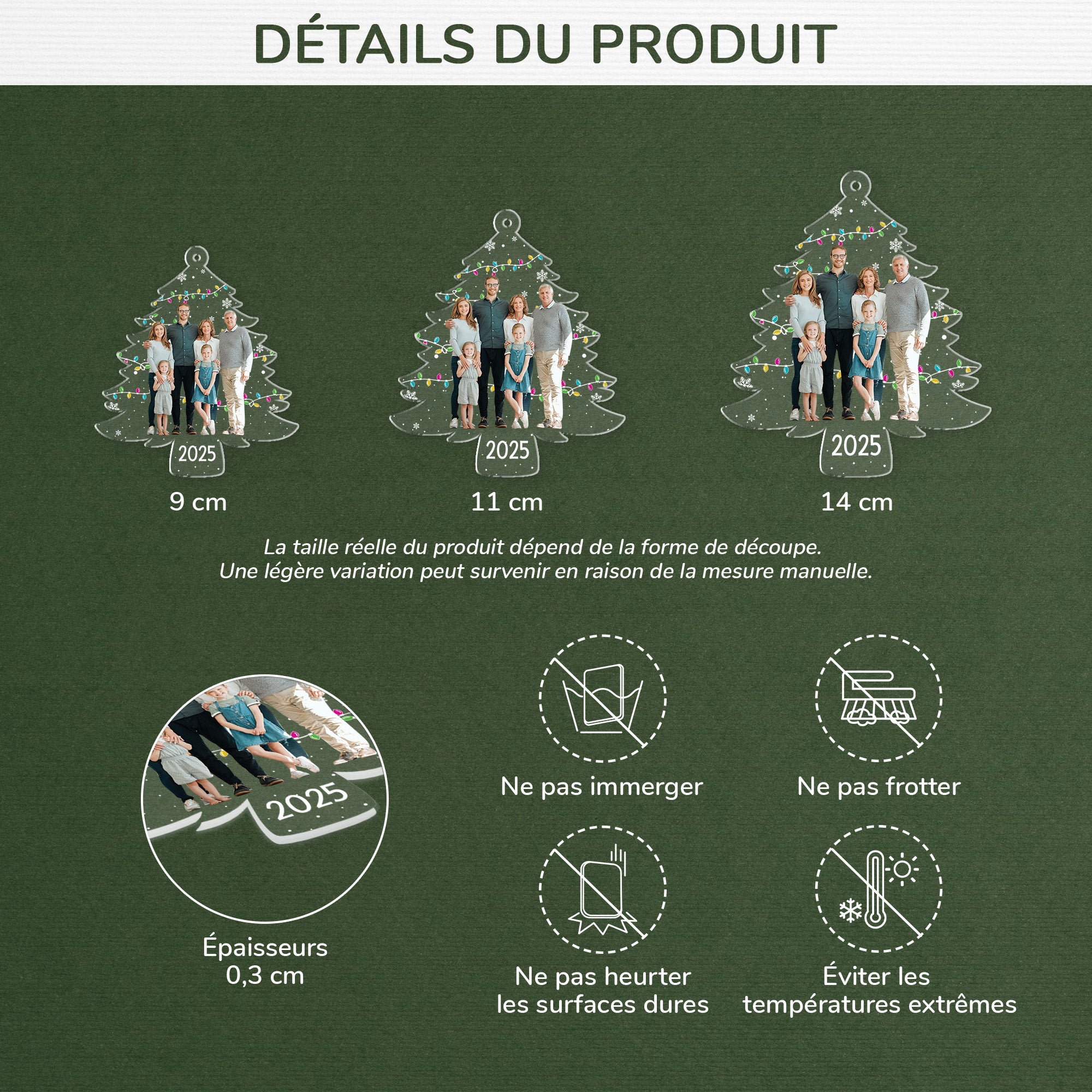 5572OFR3 ornement noel en acrylique personnalise avec photo sapin de notre histoire famille 5572o6zmi