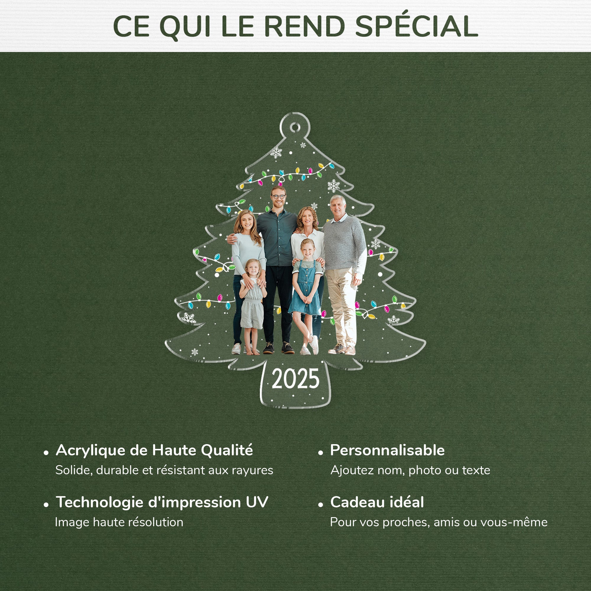 5572OFR4 ornement noel en acrylique personnalise avec photo sapin de notre histoire famille 5572o6zmi