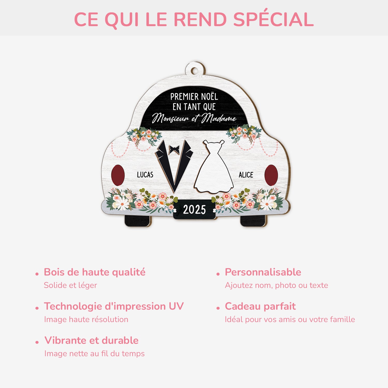5577OFR4 ornement noel en bois a 1 couche personnalise premier noel jeunes maries 5577o6qng