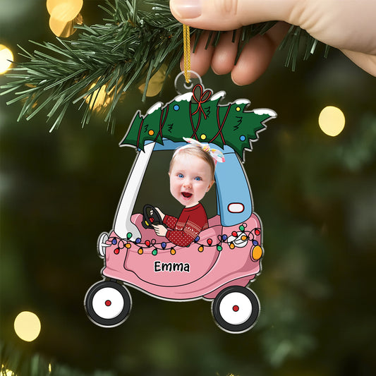 5581OFR2 ornement noel en acrylique personnalise avec photo enfant conducteur de pell 5581o6tzk