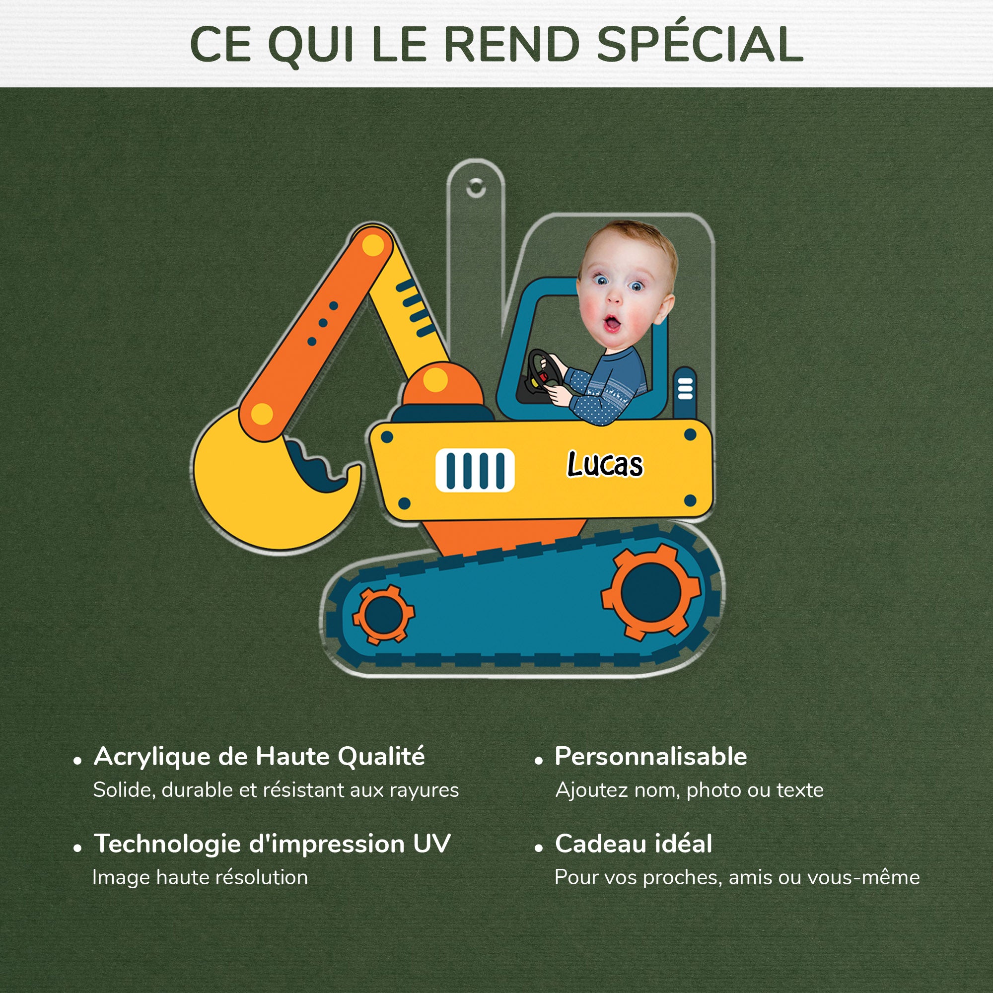 5581OFR4 ornement noel en acrylique personnalise avec photo enfant conducteur de pell 5581o6tzk