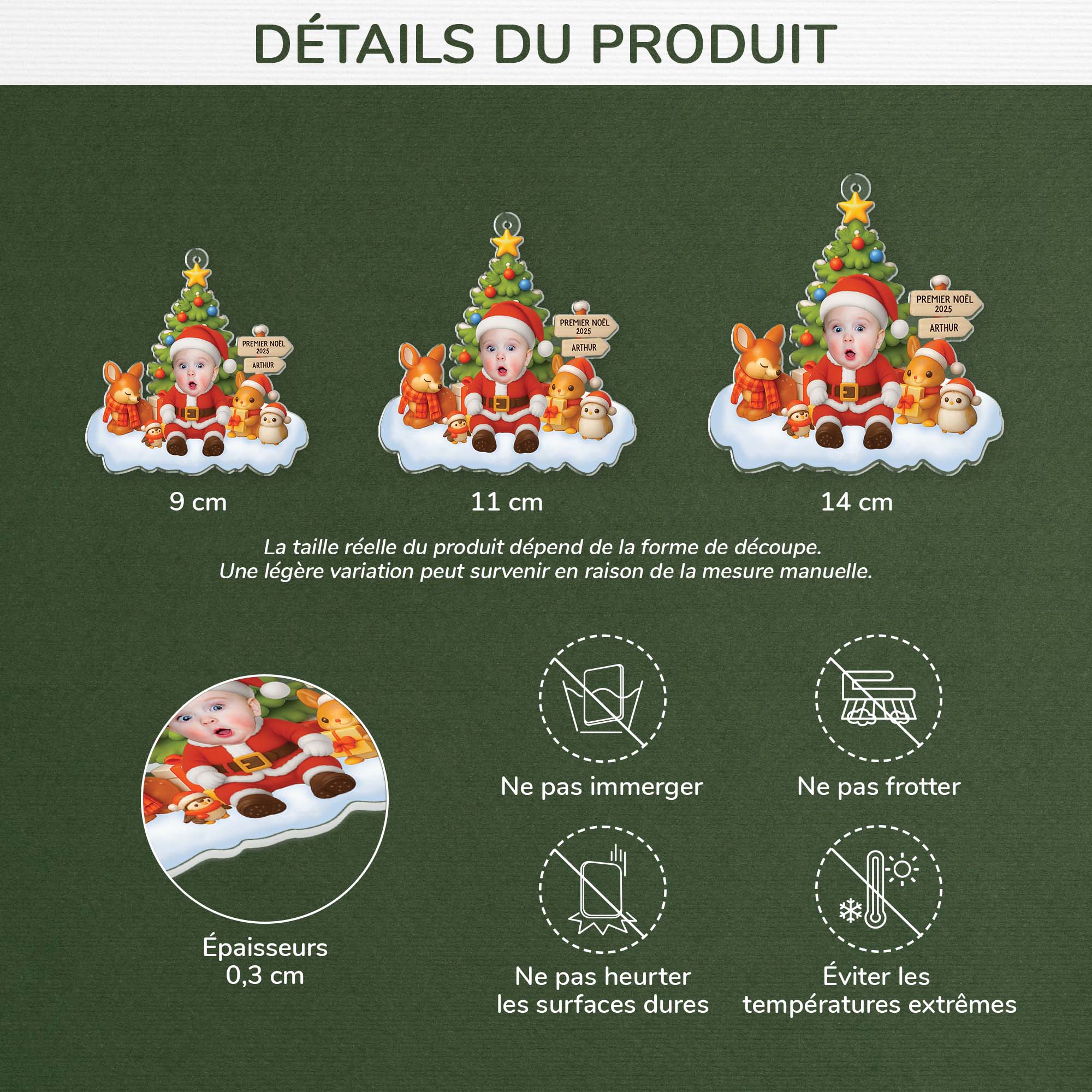 5586OFR3 ornement noel en acrylique personnalise avec visage premier noel de mon enfant 5586otuak