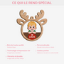 5593OFR4 ornement en bois a 2 couches personnalise le renne au nez rouge avec enfant 5593okkzk