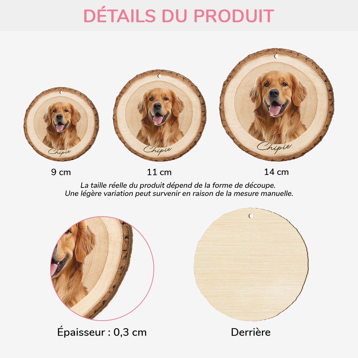 5595OFR3 ornement en bois a 1 couche personnalise mon chien un morceau de mon coeur 5595o3lcc